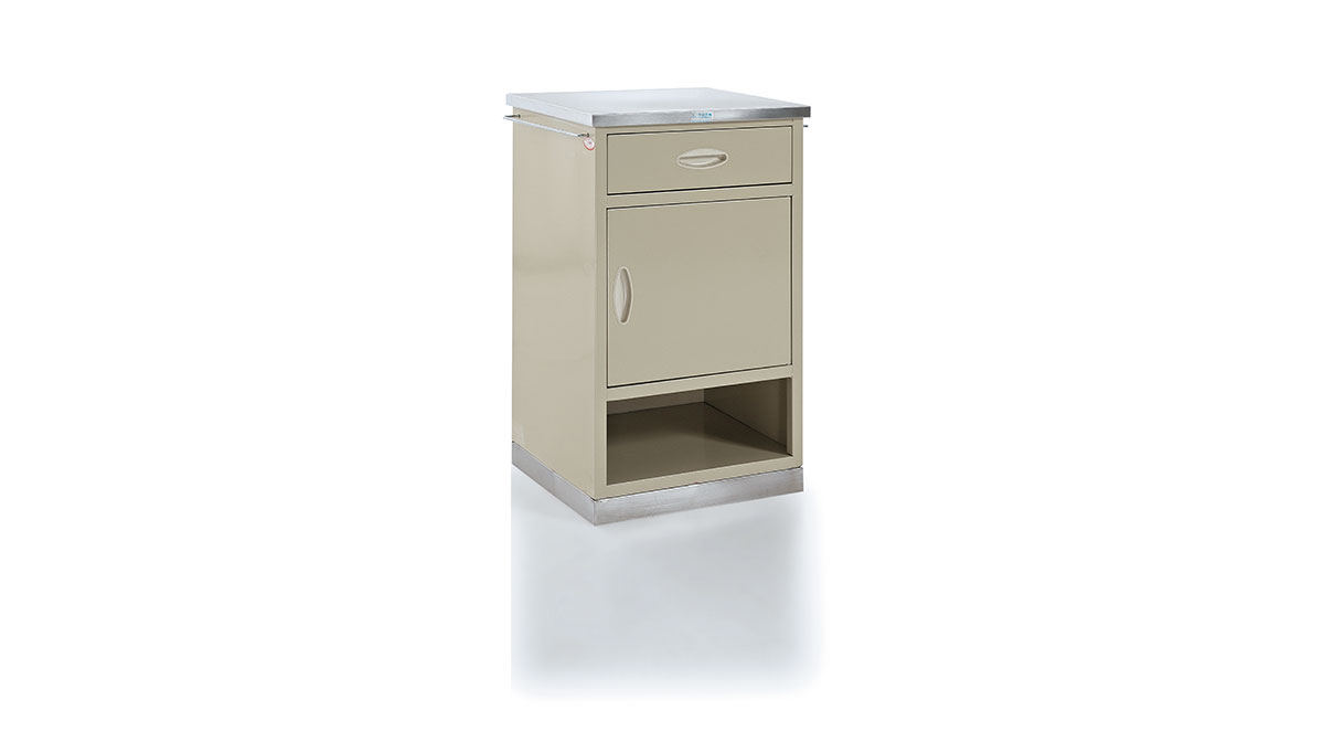HX351 Bedside Cabinet with Stainless Steel surface and Base